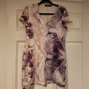 Missguided stretchy purple and white short sleeve dress Size 4